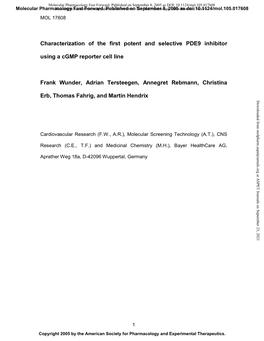 Characterization of the First Potent and Selective PDE9 Inhibitor Using A