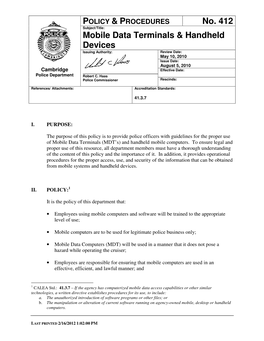 No. 412 Mobile Data Terminals & Handheld Devices