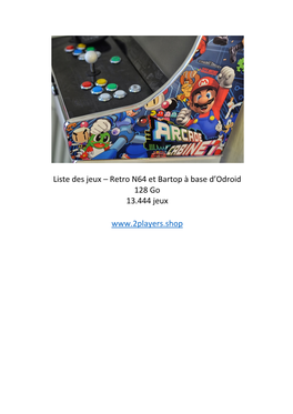 Liste Des Jeux – Retro N64 Et Bartop À Base D'odroid 128