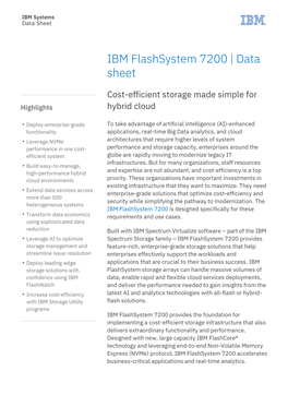 IBM Flashsystem 7200 | Data Sheet