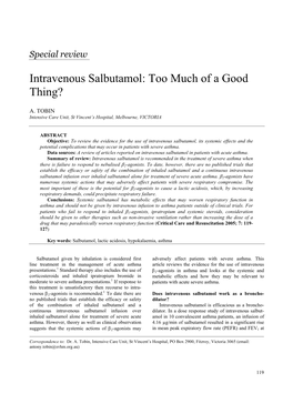 Intravenous Salbutamol: Too Much of a Good Thing?