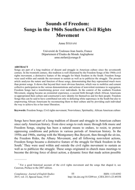 Songs in the 1960S Southern Civil Rights Movement