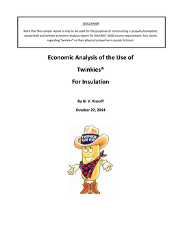 Economic Analysis of the Use of Twinkies® for Insulation