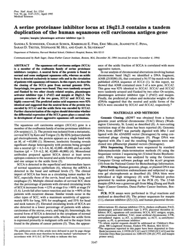 A Serine Proteinase Inhibitor Locus at 18Q21.3 Contains a Tandem