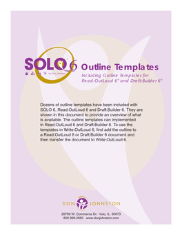 SOLO 6 Outline Templates 4 Fiction Book Report Notes Title Author Setting Place Time Characters Main Character Other Characters Conflict Resolution Your Thoughts
