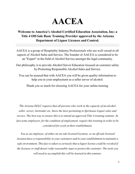 A Title 4 Off-Sale Basic Training Provider Approved by the Arizona Department of Liquor Licenses and Control