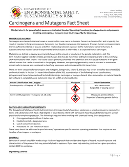 Carcinogens and Mutagens Fact Sheet