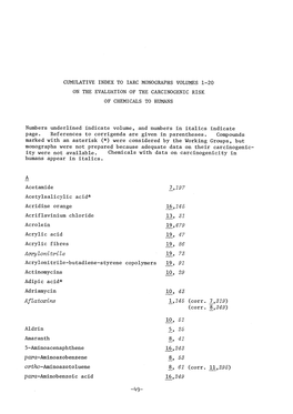 Cumulative Index to IARC Monographs