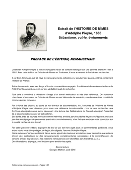 Extrait De L'histoire DE NÎMES D'adolphe Pieyre, 1886 Urbanisme, Voirie, Évènements