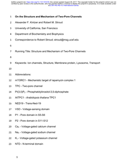 On the Structure and Mechanism of Two-Pore Channels Alexander F