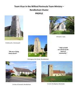 Team Vicar in the Wilford Peninsula Team Ministry – Rendlesham Cluster PROFILE