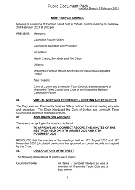 Minutes Document for Harbour Board