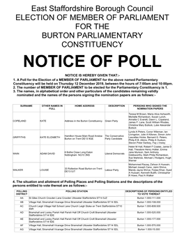 Notice of Candidates and Polling Stations