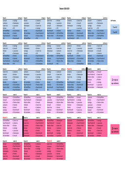 South West Fixtures 2020-2021