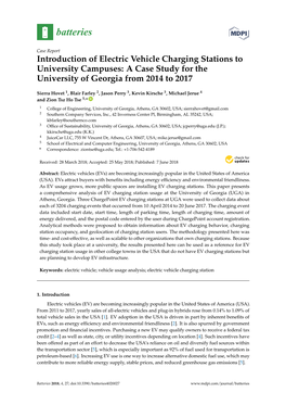 Introduction of Electric Vehicle Charging Stations to University Campuses: a Case Study for the University of Georgia from 2014 to 2017