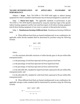 7011.0505 Determination of Applicable Standards of Performance