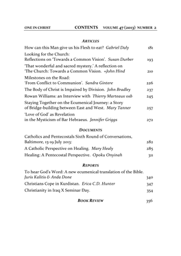 How Can This Man Give Us His Flesh to Eat? Gabriel Daly 181 Looking for the Church: Reflections on ‘Towards a Common Vision’