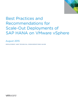Scale-Out Deployments of SAP HANA on Vsphere