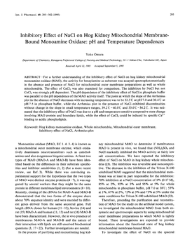 Bound Monoamine Oxidase: Ph and Temperature Dependences