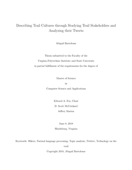 Describing Trail Cultures Through Studying Trail Stakeholders and Analyzing Their Tweets