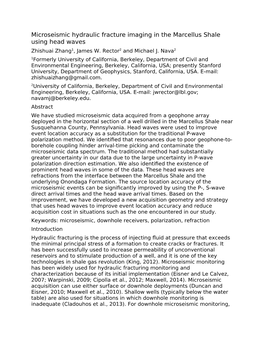 Microseismic Hydraulic Fracture Imaging in the Marcellus Shale Using Head Waves Zhishuai Zhang1, James W