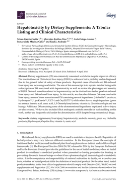 Hepatotoxicity by Dietary Supplements: a Tabular Listing and Clinical Characteristics