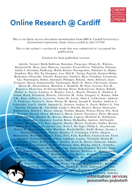 Title: Analysis of Shared Heritability in Common Disorders of the Brain 2 Authors: 3 Verneri Anttila*1,1,2,3, Brendan Bulik-Sullivan1,3, Hilary K