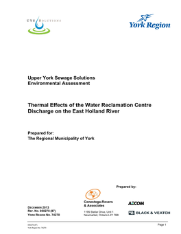 Thermal Effects of the Water Reclamation Centre Discharge on the East Holland River