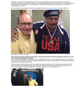 Five Questions with Dan Gable Date: July 23, 2018 at 5:27 AM To: Kyle Klingman Kklingman@Nwhof.Org