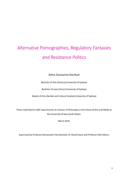 Alternative Pornographies, Regulatory Fantasies and Resistance Politics