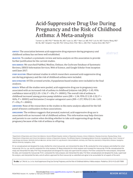 Acid-Suppressive Drug Use During Pregnancy and the Risk of Childhood Asthma: a Meta-Analysis