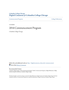 2016 Commencement Program Columbia College Chicago