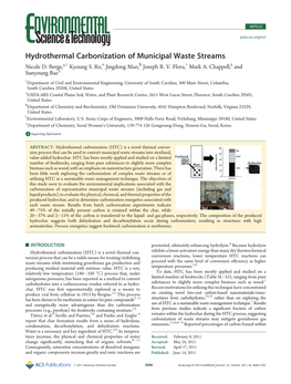 Hydrothermal Carbonization of Municipal Waste Streams