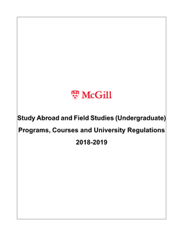 Study Abroad and Field Studies (Undergraduate) Programs, Courses and University Regulations 2018-2019