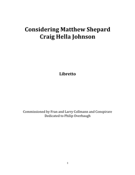 Considering Matthew Shepard Craig Hella Johnson