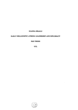 Early Hellenistic Athens: Leadership and Diplomacy