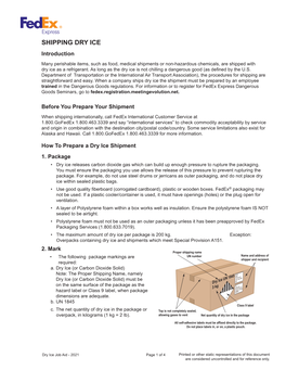 Shipping Dry Ice Job