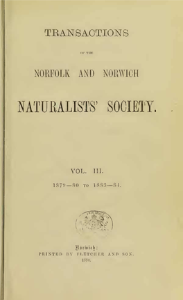 Transactions of the Norfolk and Norwich Naturalists' Society