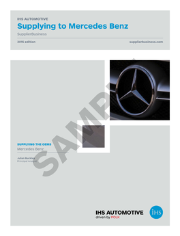 Supplying to Mercedes Benz Supplierbusiness