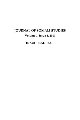 Journal of Somali Studies