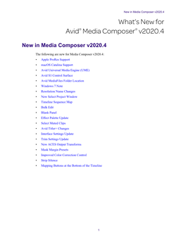 What's New for Avid® Media Composer® V2020.4