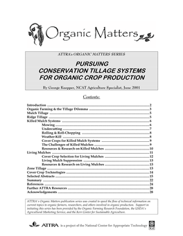 Pursuing Conservation Tillage Systems for Organic Crop Production