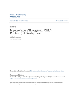 Impact of Abuse Throughout a Child's Psychological Development Michael Wurdeman Winona State University