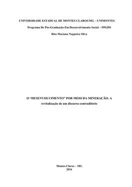 POR MEIO DA MINERAÇÃO: a Revitalização De Um Discurso Contraditório