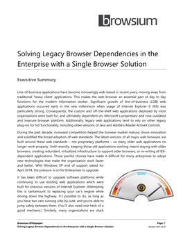 Solving Legacy Browser Dependencies in the Enterprise with a Single Browser Solution