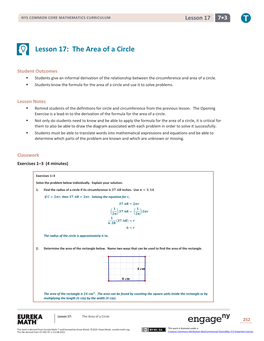 Lesson 17: the Area of a Circle