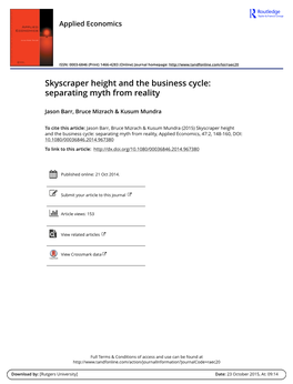 Skyscraper Height and the Business Cycle: Separating Myth from Reality