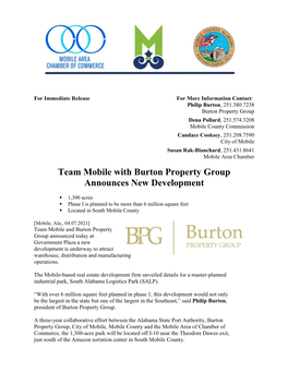 Team Mobile with Burton Property Group Announces New Development