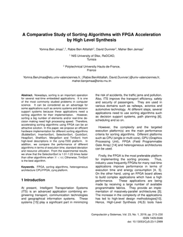 A Comparative Study of Sorting Algorithms with FPGA Acceleration by High Level Synthesis