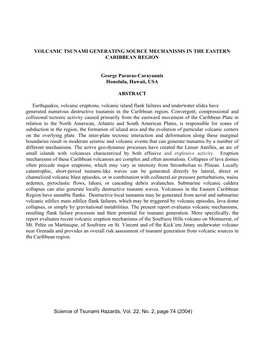 Volcanic Tsunami Generating Source Mechanisms in the Eastern Caribbean Region